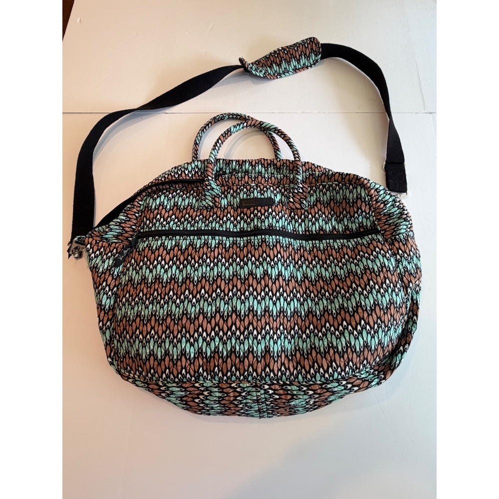 Vera‎ Bradley Ziggy Zinnia Quilted Duffel Bag Geometric Travel Weekender